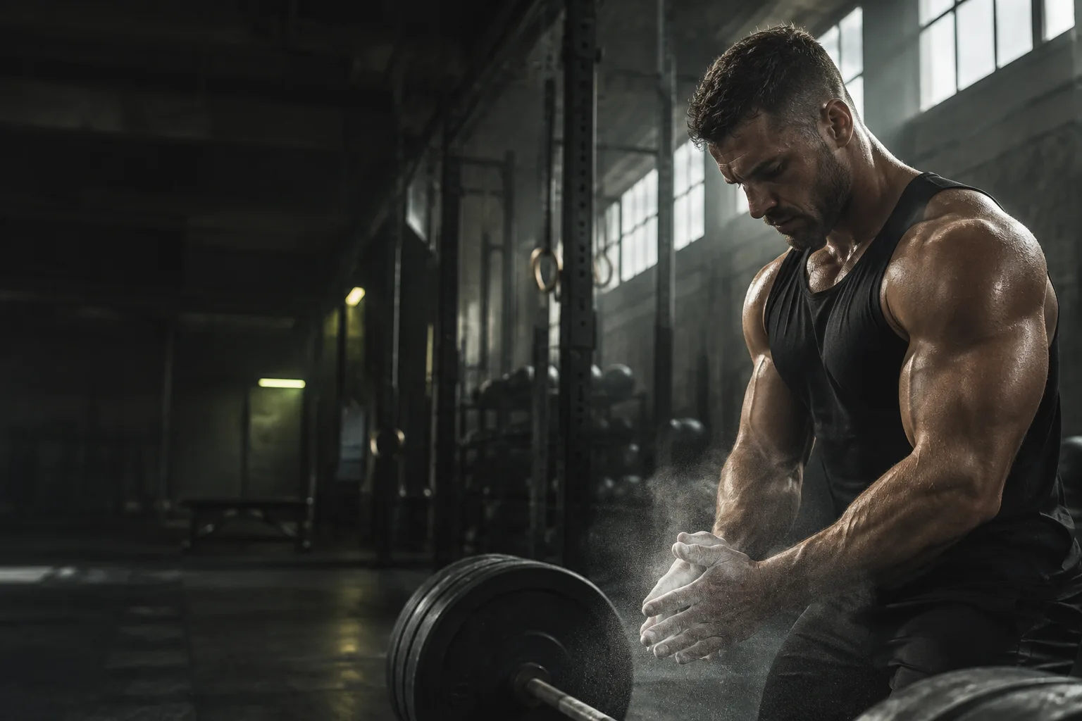 Athlete preparing for his next lift in the gym